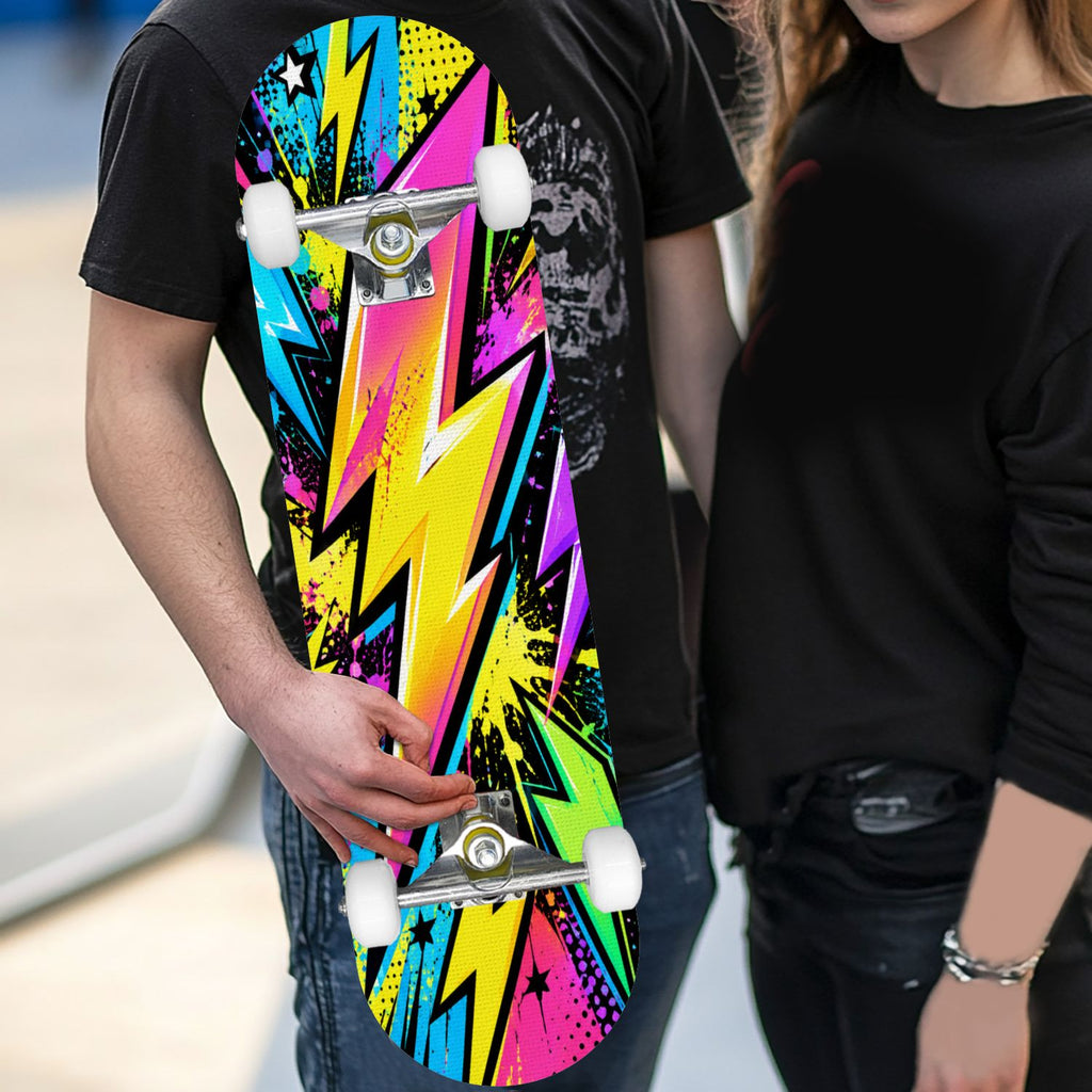Complete Skateboard Colorful Heart Swirls 31 Inch 7-Ply Maple Skateboard with PU Wheels and Aluminum Trucks, Ready-to-Ride Skateboard for Beginners, Teens and Adults