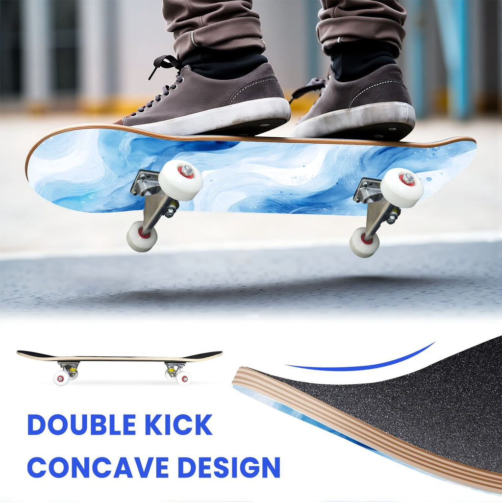 31"x8" Complete Skateboards for Beginners,Farmhouse Floral Daisy Flower Rustic Wood Board Double Kick 7 Ply Canadian Maple Deck Skateboard with Wheels, Gifts for Kids Teens