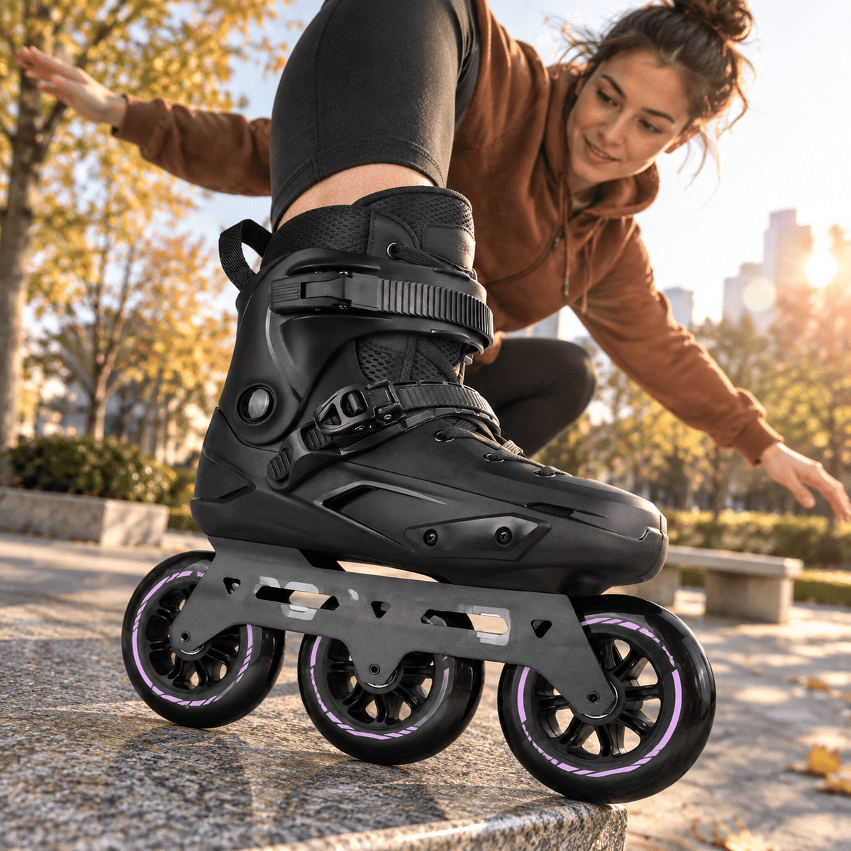 Adult Inline Skates, USM10.5-11/USL11-11.5, 3-Wheel High Performance Fitness Roller Skates for Indoor Outdoor Use