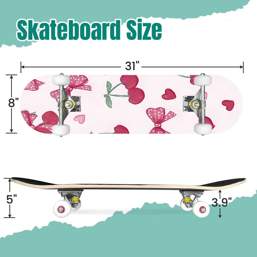 Western Cowboy Horses Desert Landscape 31" x 8" Complete Skateboard, 7-Ply Canadian Maple Double Kick Trick Board for Kids and Beginners Adult Gifts