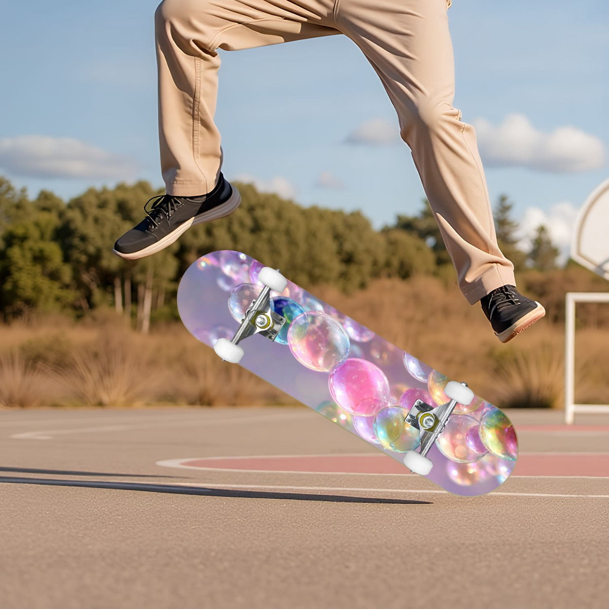 Seashells Starfish Sandy Beach Soft Lighting 31" x 8" Complete Skateboard, 7-Ply Canadian Maple Double Kick Trick Board for Kids and Beginners Adult Gifts