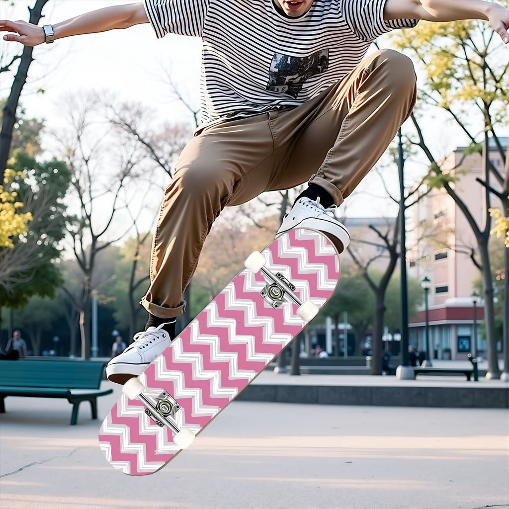 31"x8" Complete Skateboards for Beginners,Vibrant Diagonal Rainbow Gradient Abstract Art Double Kick 7 Ply Canadian Maple Deck Skateboard with Wheels, Gifts for Kids Teens