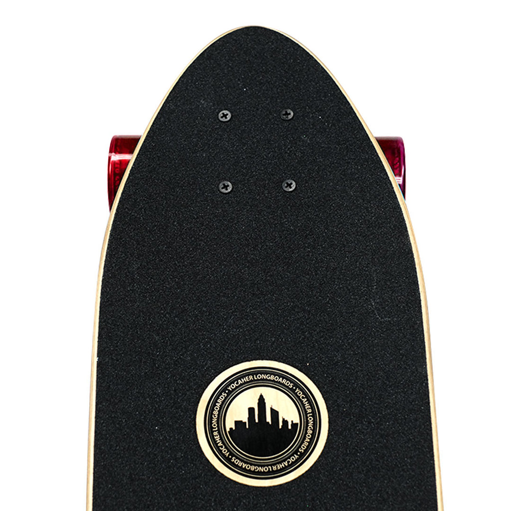 Yocaher Complete Mini Cruiser Graphic Longborad skateboard 27“ x 8" - Flaming Tiger