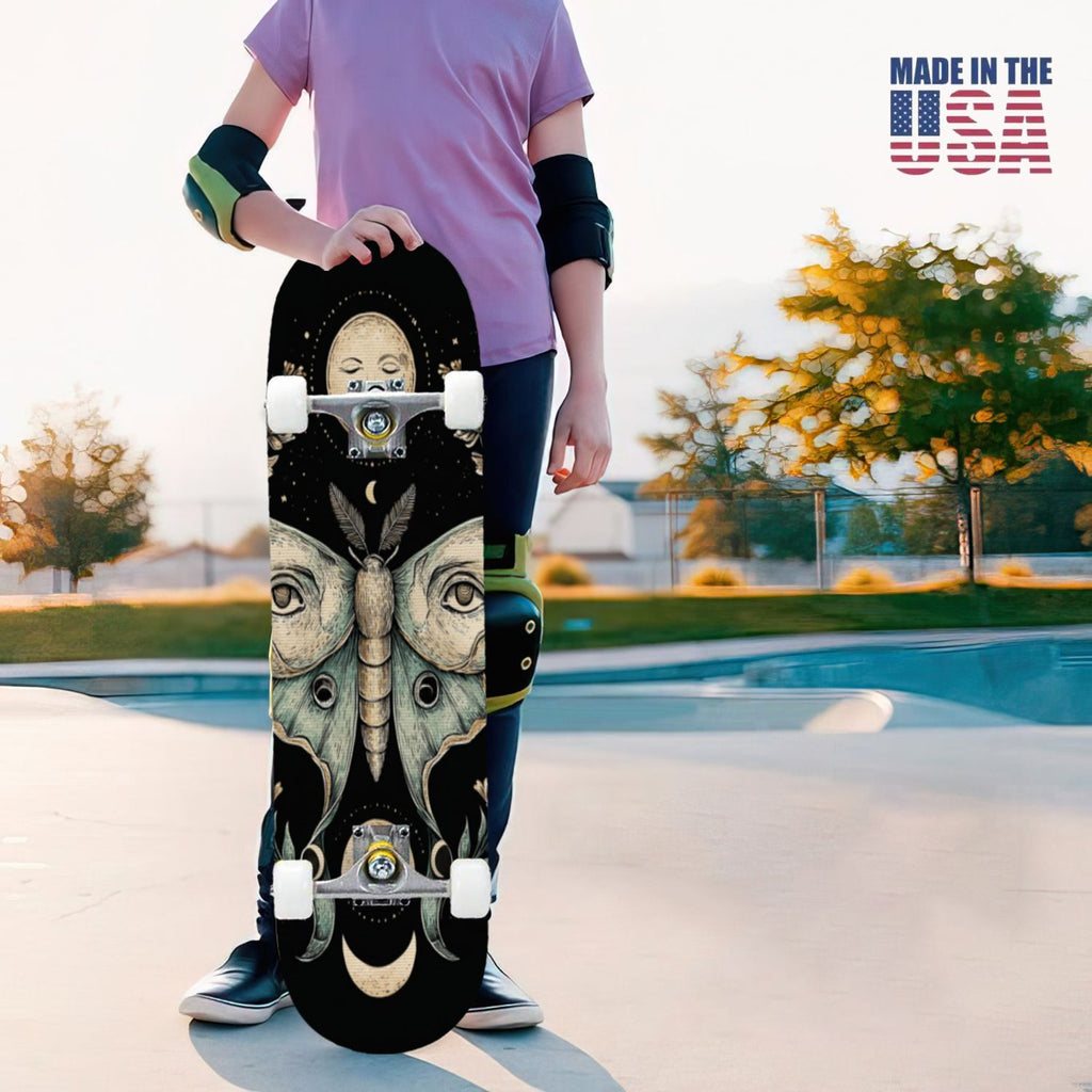 31"x8" Complete Skateboards for Beginners, Skeleton Tree Figure Antler Branches Dark Academia Flowers Double Kick 7 Ply Canadian Maple Deck Skateboard with Wheels, Gifts for Kids Teens