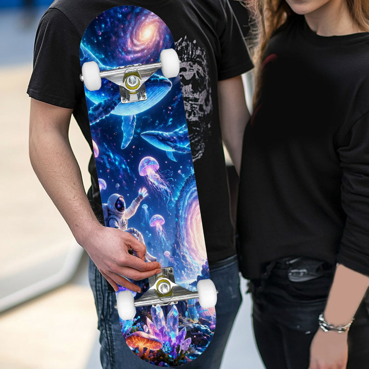 Complete Skateboard Colorful Heart Swirls 31 Inch 7-Ply Maple Skateboard with PU Wheels and Aluminum Trucks, Ready-to-Ride Skateboard for Beginners, Teens and Adults