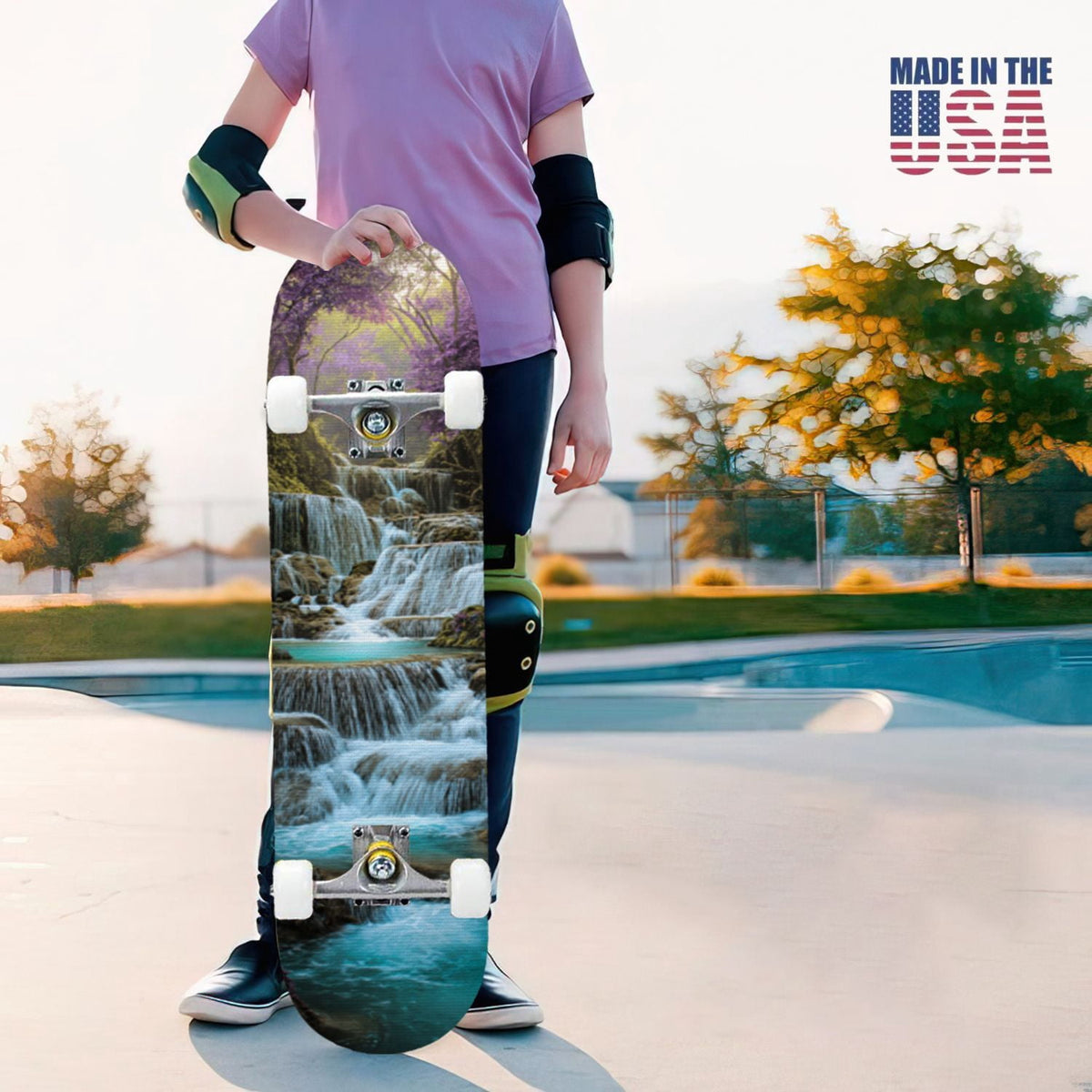 31"x8" Complete Skateboards for Beginners, Vibrant Stained Glass Window Butterflies Flowers Double Kick 7 Ply Canadian Maple Deck Skateboard with Wheels, Gifts for Kids Teens