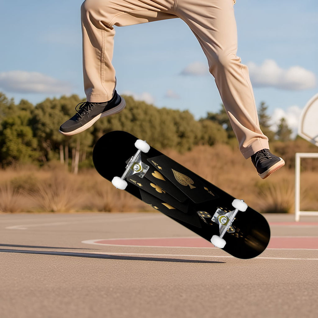 White Birch Tree Bark Natural Knots Horizontal Lines 31" x 8" Complete Skateboard, 7-Ply Canadian Maple Double Kick Trick Board for Kids and Beginners Adult Gifts