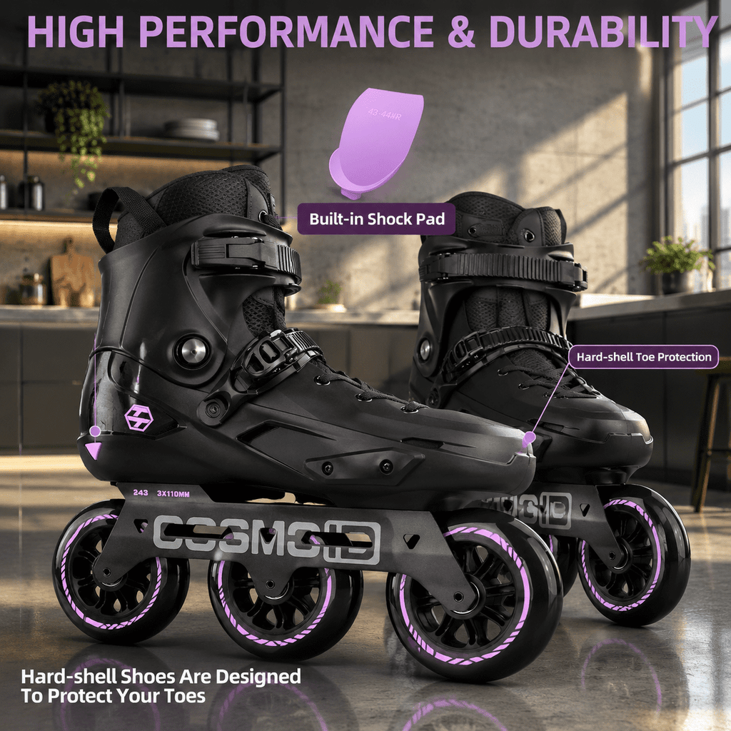 Adult Inline Skates, USM10.5-11/USL11-11.5, 3-Wheel High Performance Fitness Roller Skates for Indoor Outdoor Use