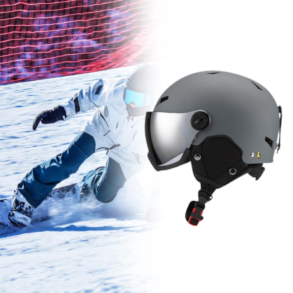 figatia Snowboard Helmet Ski Helmet with Goggles Headgear with Ski Goggles Ear Cover Warm Shockproof Windproof Snow Helmet Ski Helmet L Dark Grey