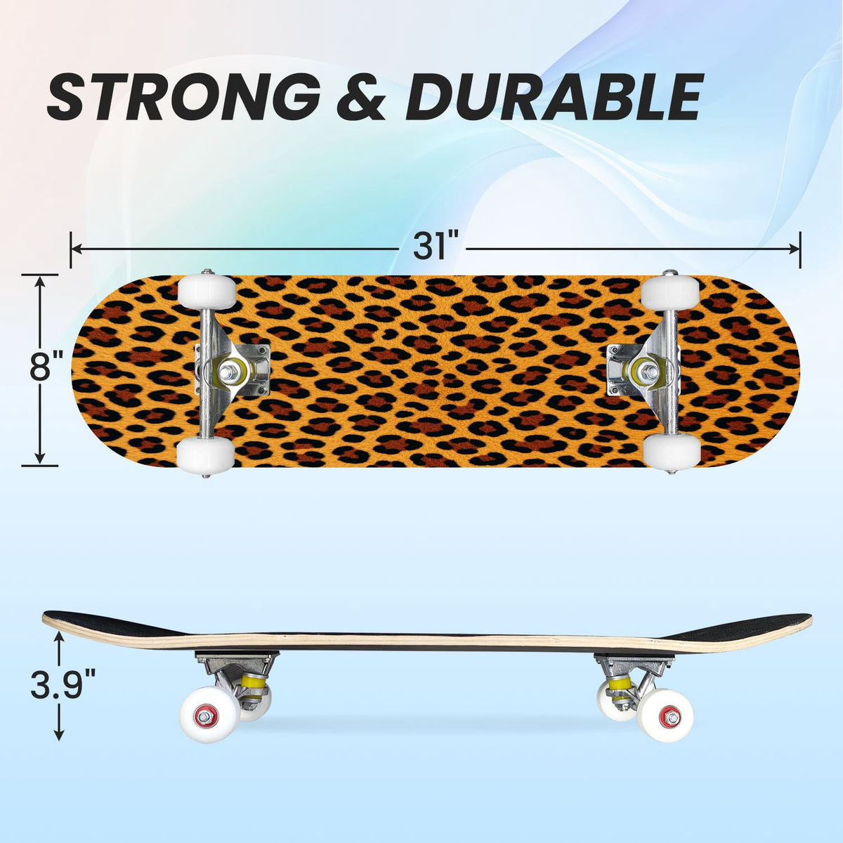31"x8" Complete Skateboards for Beginners, Pink Bow Heart Vertical Stripes Romantic Double Kick 7 Ply Canadian Maple Deck Skateboard with Wheels, Gifts for Kids Teens