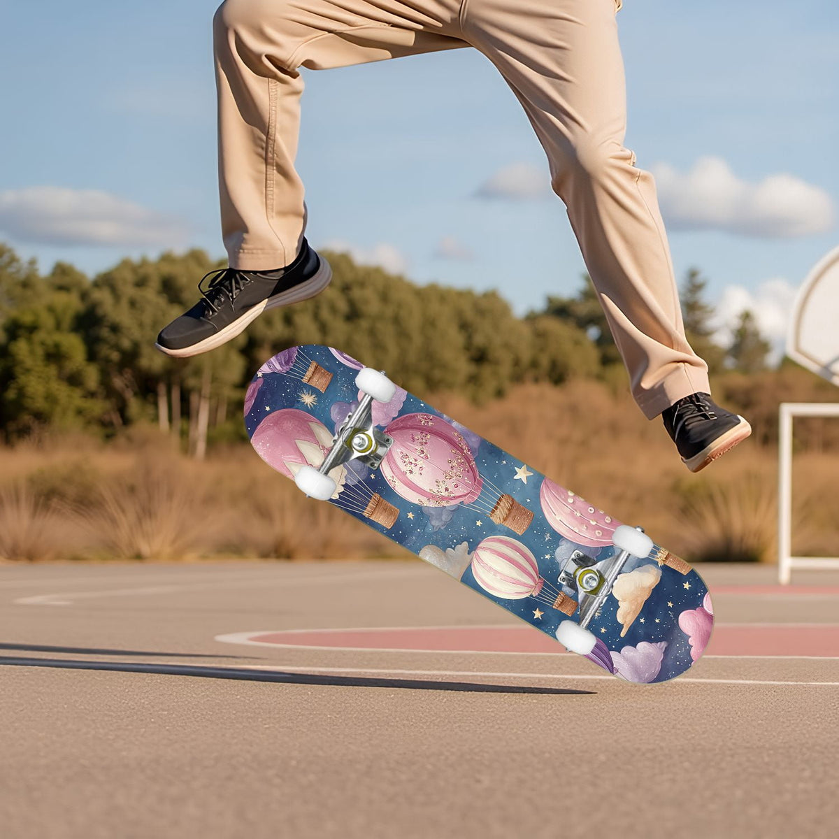 Pink Marble Fluid Abstract Design 31" x 8" Complete Skateboard, 7-Ply Canadian Maple Double Kick Trick Board for Kids and Beginners Adult Gifts
