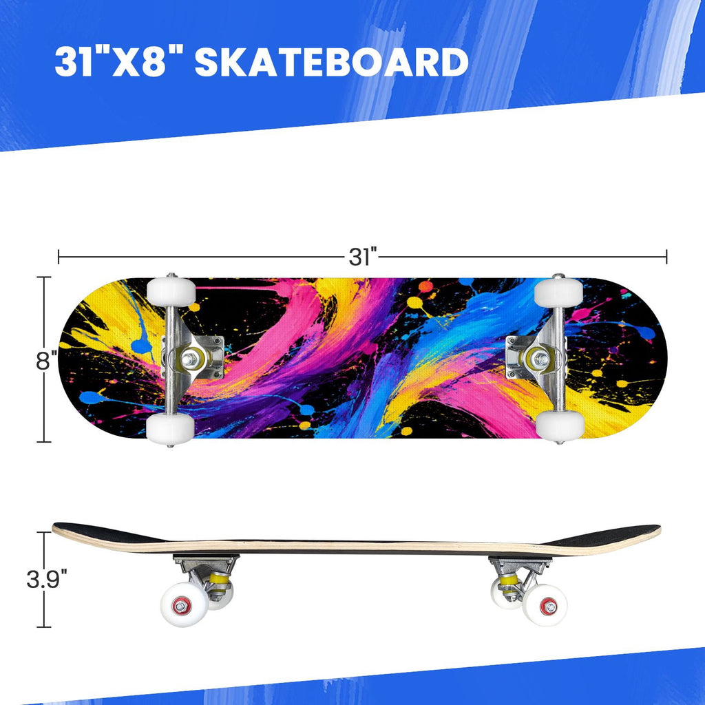 Complete Skateboard Golden Retriever Dog Portrait 31 Inch 7-Ply Maple Skateboard with PU Wheels and Aluminum Trucks, Ready-to-Ride Skateboard for Beginners, Teens and Adults