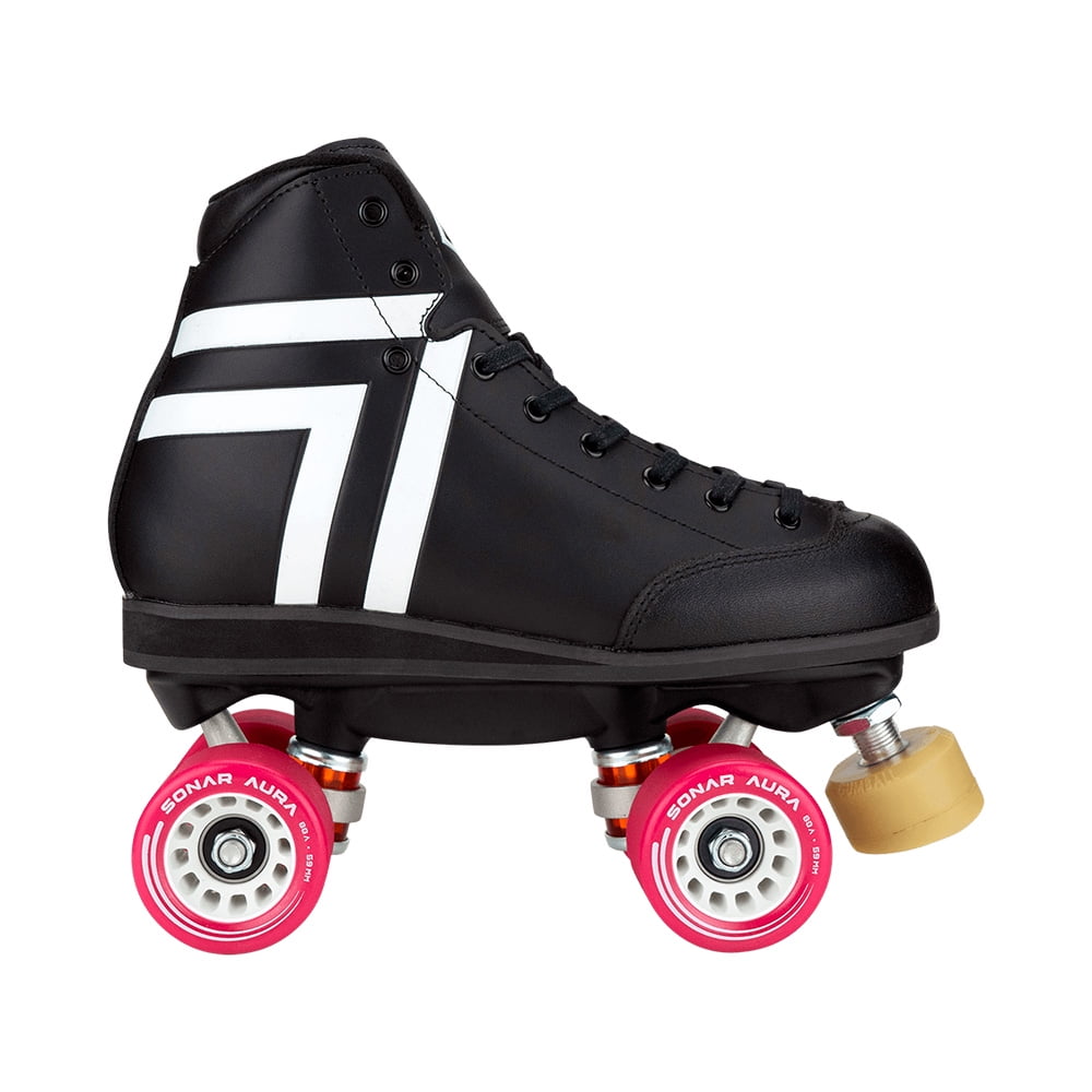 Riedell Quad Roller Skates - Antik Skyhawk Indoor Skate Set (Size 4, Black, Wheels Blue (92A))