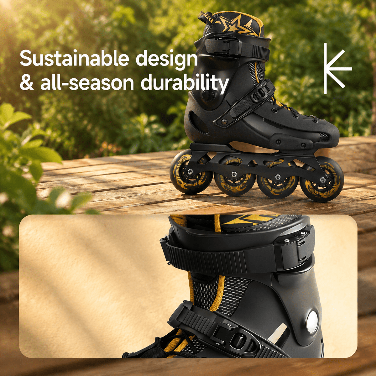 Men's Inline Skates For Urban Freeride Skating - Abec-9 Bearings High-impact Pp Shell Ankle Support All-weather Buckle
