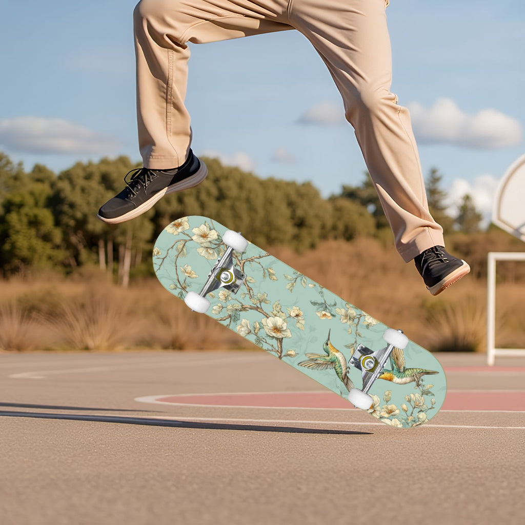 Vintage Movie Theater Classic Cinema 31" x 8" Complete Skateboard, 7-Ply Canadian Maple Double Kick Trick Board for Kids and Beginners Adult Gifts