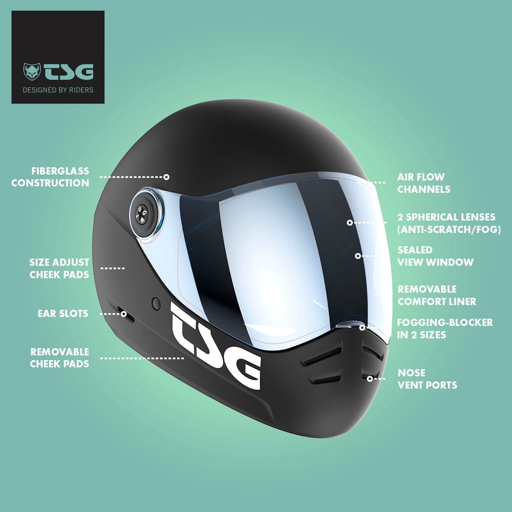 TSG Pass 2.0 Full Face Helmet w/Bonus Visor, Downhill Skateboarding, Satin Black