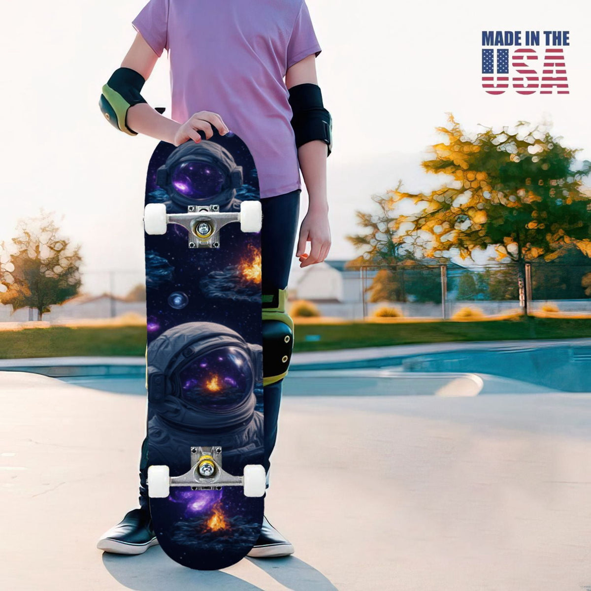 31"x8" Complete Skateboards for Beginners,Bold Stained Glass Western Double Kick 7 Ply Canadian Maple Deck Skateboard with Wheels, Gifts for Kids Teens