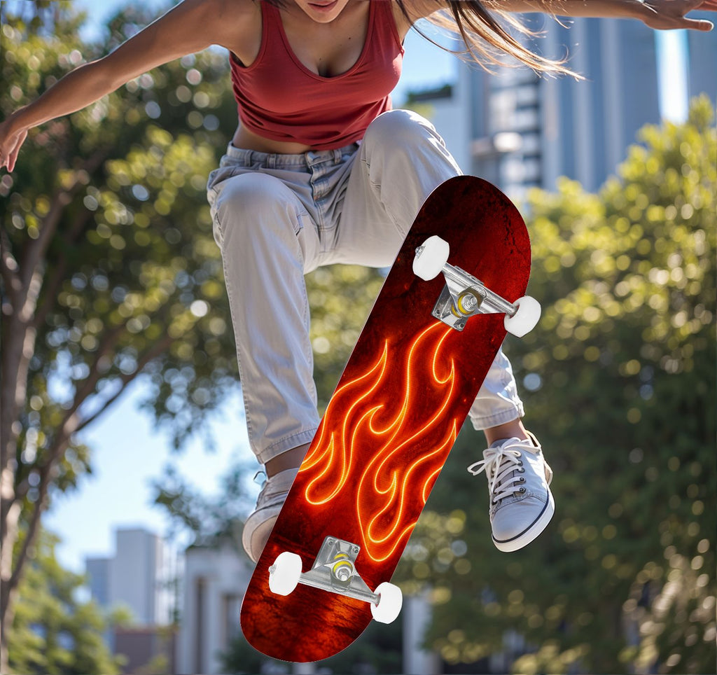 Complete Skateboard Colorful Heart Swirls 31 Inch 7-Ply Maple Skateboard with PU Wheels and Aluminum Trucks, Ready-to-Ride Skateboard for Beginners, Teens and Adults