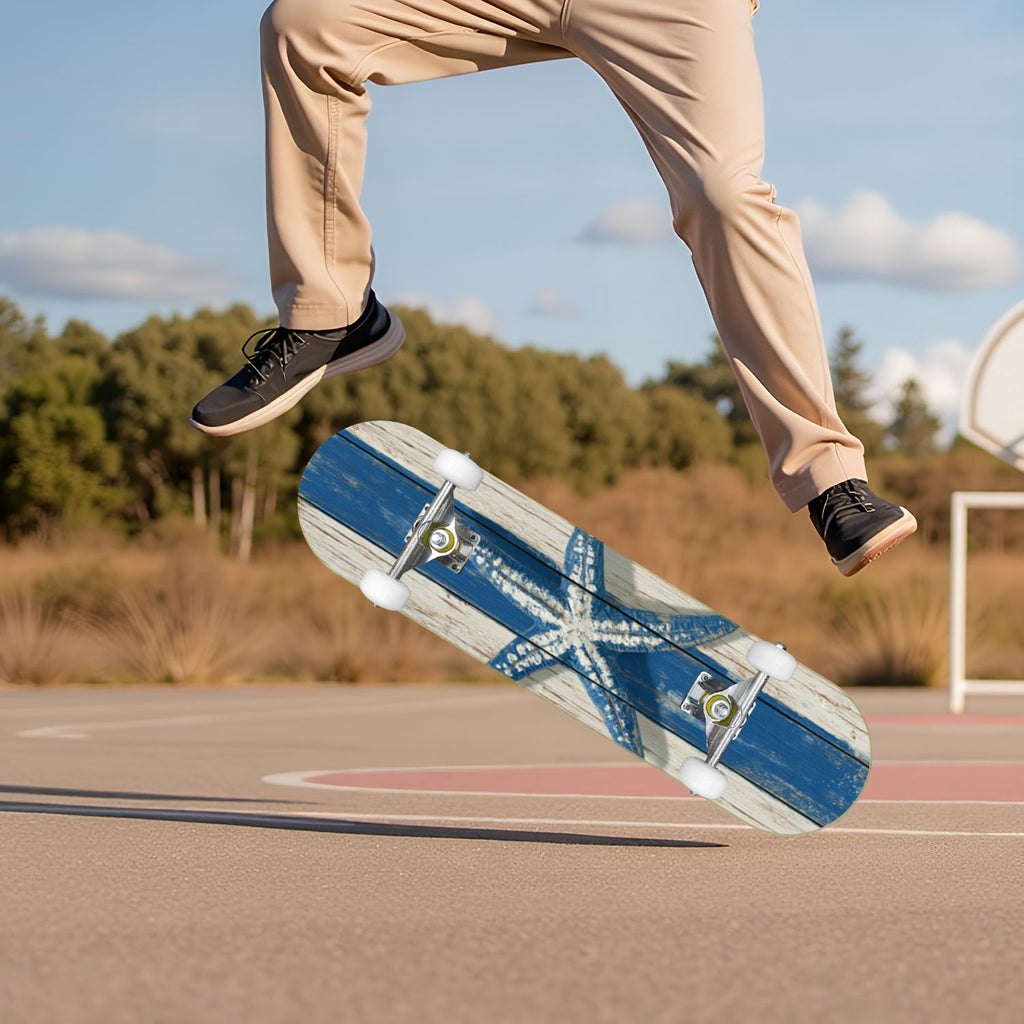 Western Cowboy Horses Desert Landscape 31" x 8" Complete Skateboard, 7-Ply Canadian Maple Double Kick Trick Board for Kids and Beginners Adult Gifts