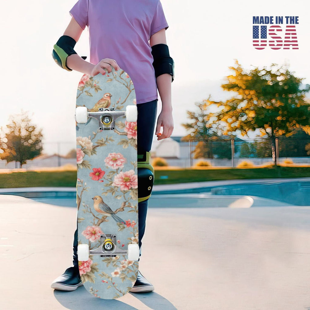 31"x8" Complete Skateboards for Beginners,Pink Cream Vertical Stripes Double Kick 7 Ply Canadian Maple Deck Skateboard with Wheels, Gifts for Kids Teens