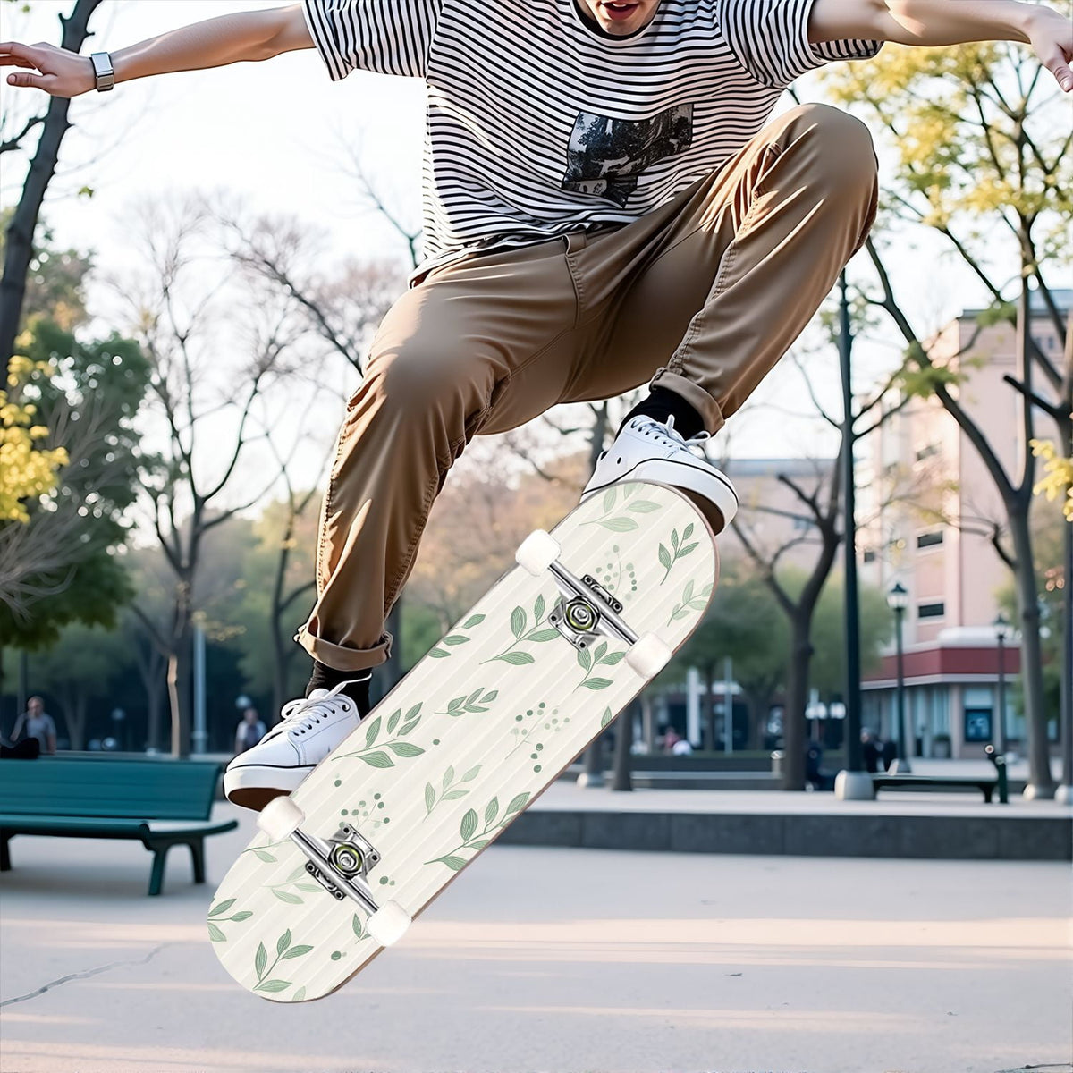31"x8" Complete Skateboards for Beginners,Bold Stained Glass Western Double Kick 7 Ply Canadian Maple Deck Skateboard with Wheels, Gifts for Kids Teens