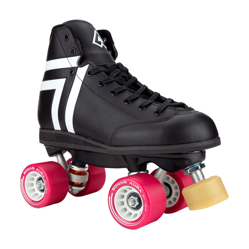 Riedell Quad Roller Skates - Antik Skyhawk Indoor Skate Set (Size 4, Black, Wheels Blue (92A))