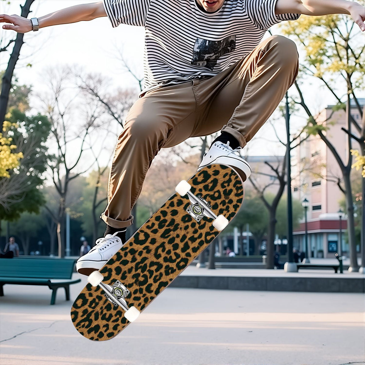 31"x8" Complete Skateboards for Beginners,baseball stadium giant baseballs sunset sky Double Kick 7 Ply Canadian Maple Deck Skateboard with Wheels, Gifts for Kids Teens