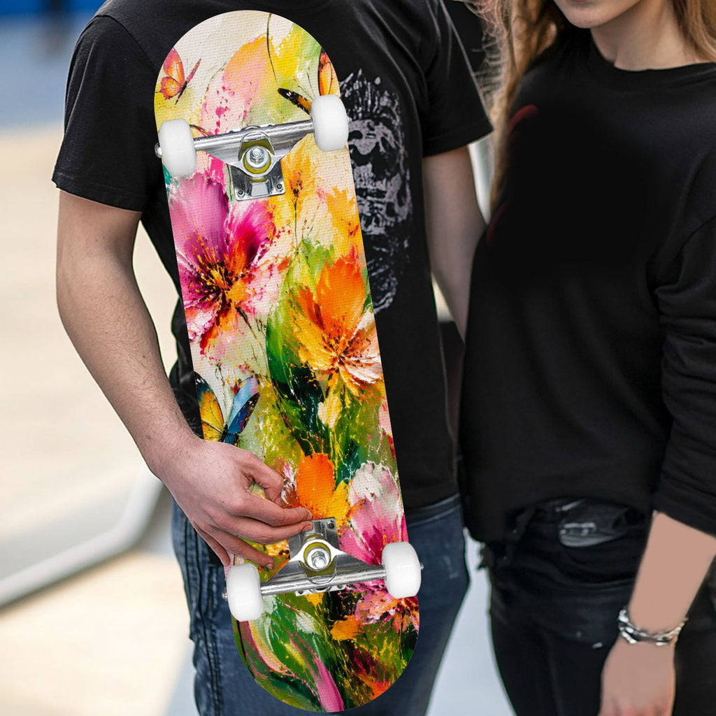 Complete Skateboard Colorful Splash Art Headphones 31 Inch 7-Ply Maple Skateboard with PU Wheels and Aluminum Trucks, Ready-to-Ride Skateboard for Beginners, Teens and Adults