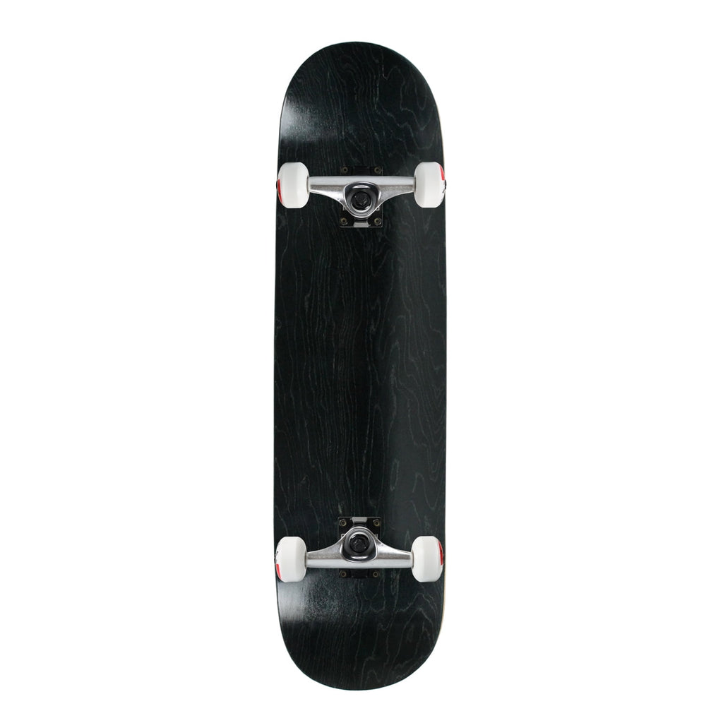 moose complete skateboard stained black 8.5" silver/white assembled