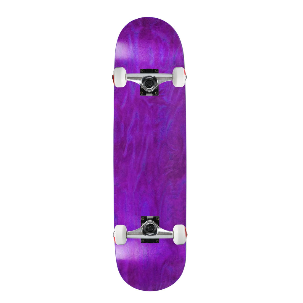 moose complete skateboard stained purple 8.25" silver/white assembled